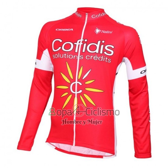 Cofidis Ropa Ciclismo Culotte Largo 2016 Mangas Largas Blanco y Rojo